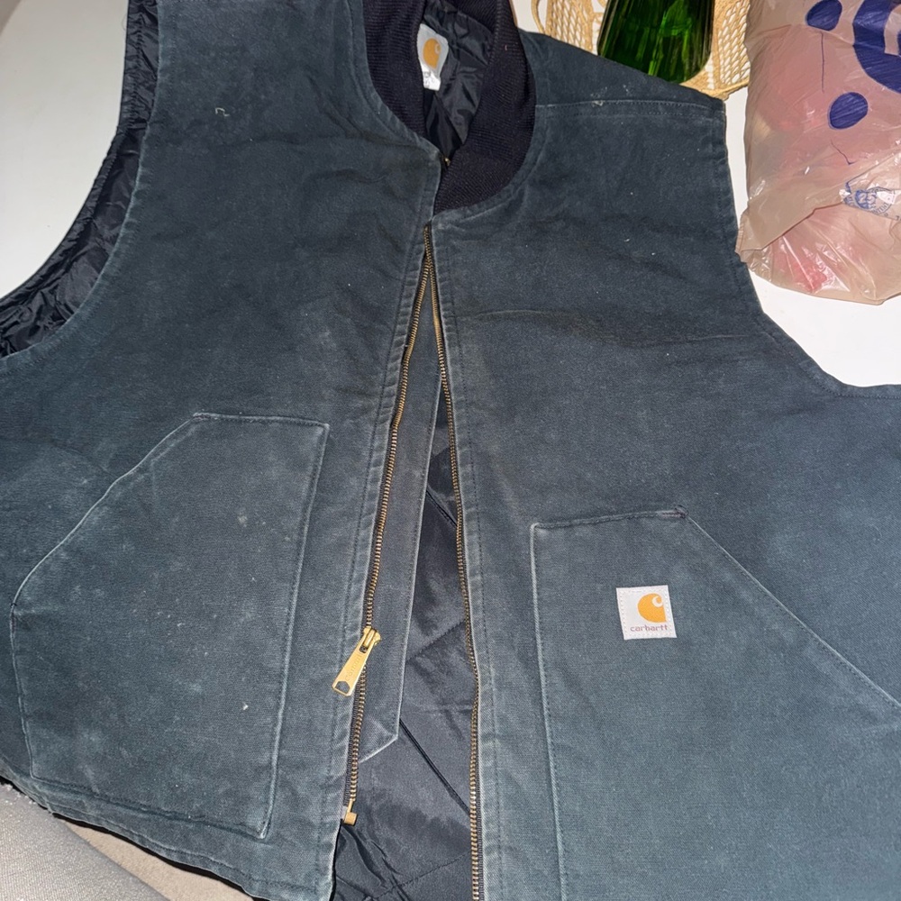 Vintage Carhartt V01 Distressed Duck Canvas Work Quilted Vest 2XL USA Made
